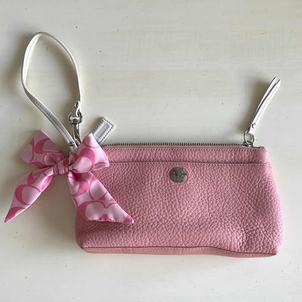 Coach Pebbled Leather Coquette Wristlet With Bow
